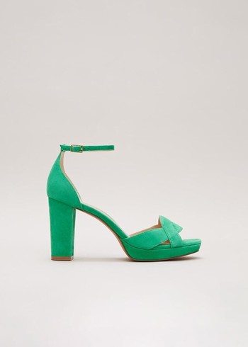 Phase Eight Suede Crossover Platform Heels Green Canada | JFLPIE-491